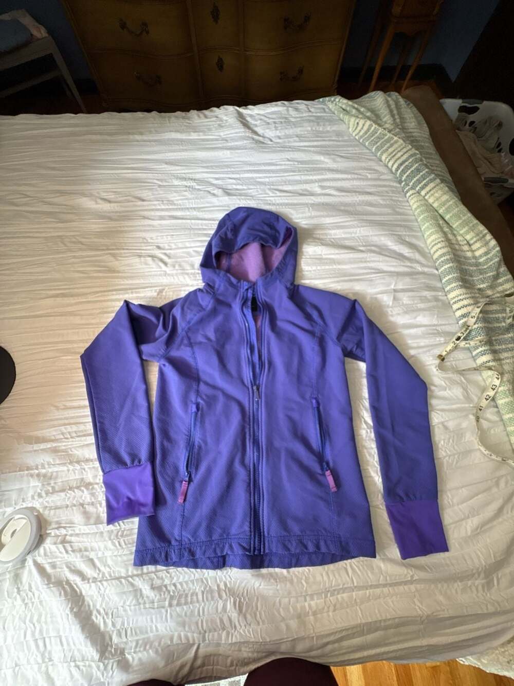 All in Motion Purple Activewear Zip-Up Hooded Jacket with Thumbholes Women's Siz